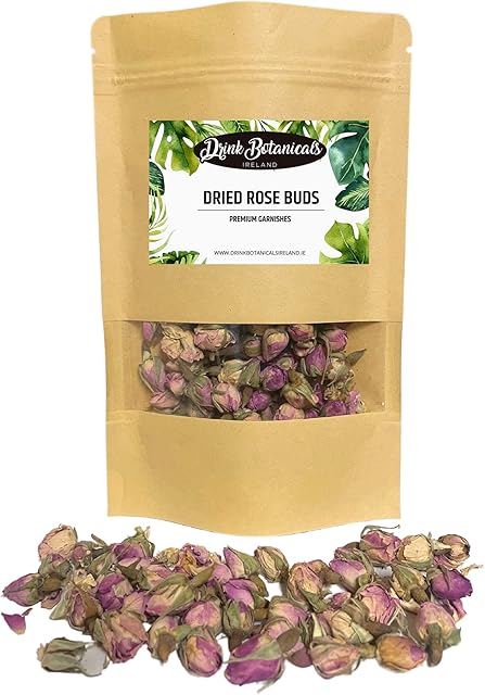 Edible Dried Pink Rose Buds | 50 + Servings | 100% Natural | For Cocktail Garnishes, Baking, Cake Decorations, Soap Making & Tea, Cocktail Flowers, Decorations, Confetti | Dried Roses | Award-Winning