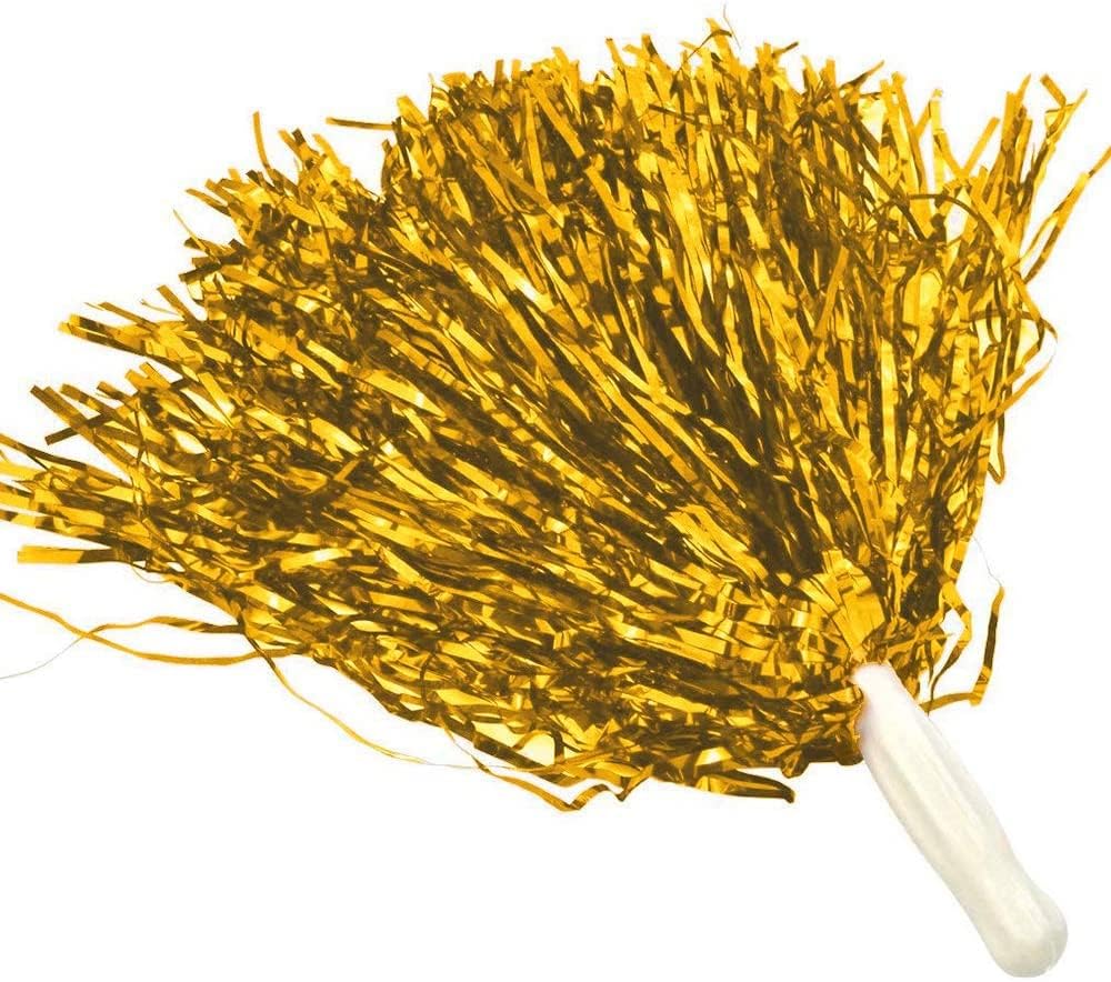 Amit Marketing Cheerleader Pom Poms | Soft Comfortable Handle Reusable | Waterproof | Rooter Shaker Toy | for Cheerleading, Celebrations, Sports Events, Party, Room décor etc. – Pack of 2 (Golden) 2
