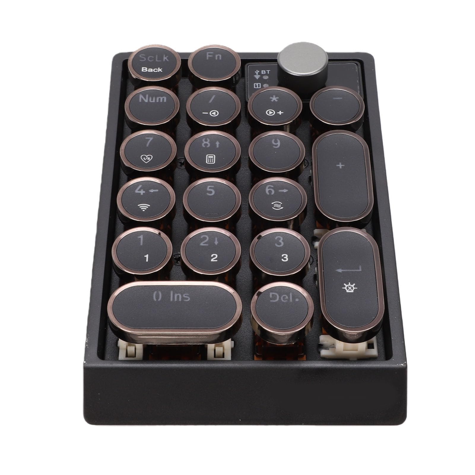 Tosuny Tastierino Numerico Meccanico, Tastierino Numerico retrò Bluetooth/2.4G/USB C con Manopola, Ricaricabile da 1000 MAh, Retroilluminato RGB Sostituibile a