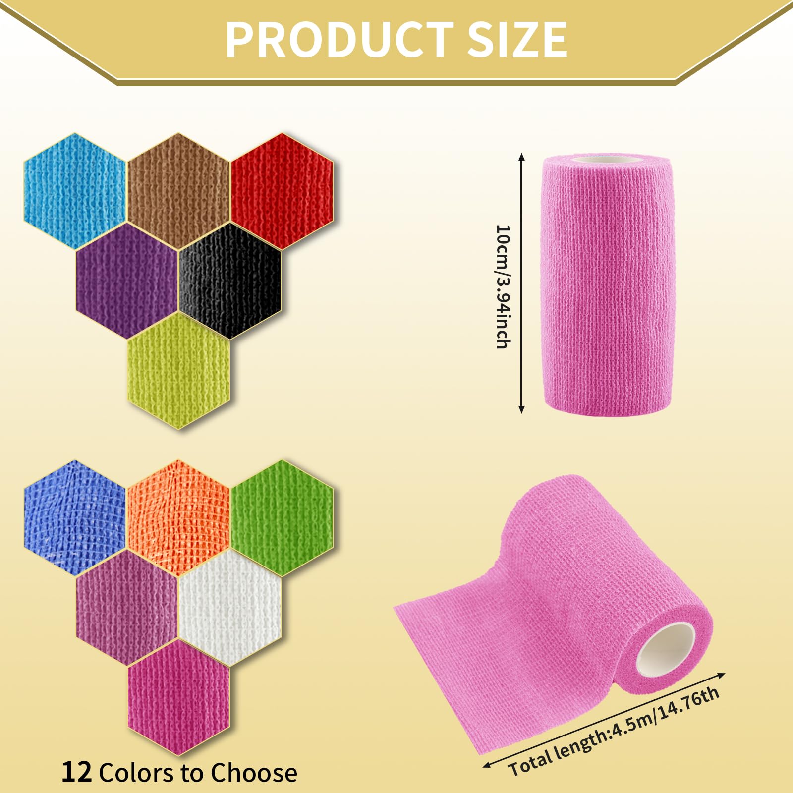 Benda Elastica Autoadesiva 12 Rotoli 10cm x 4,5m Auto-adesiva per Polso Caviglia Animali