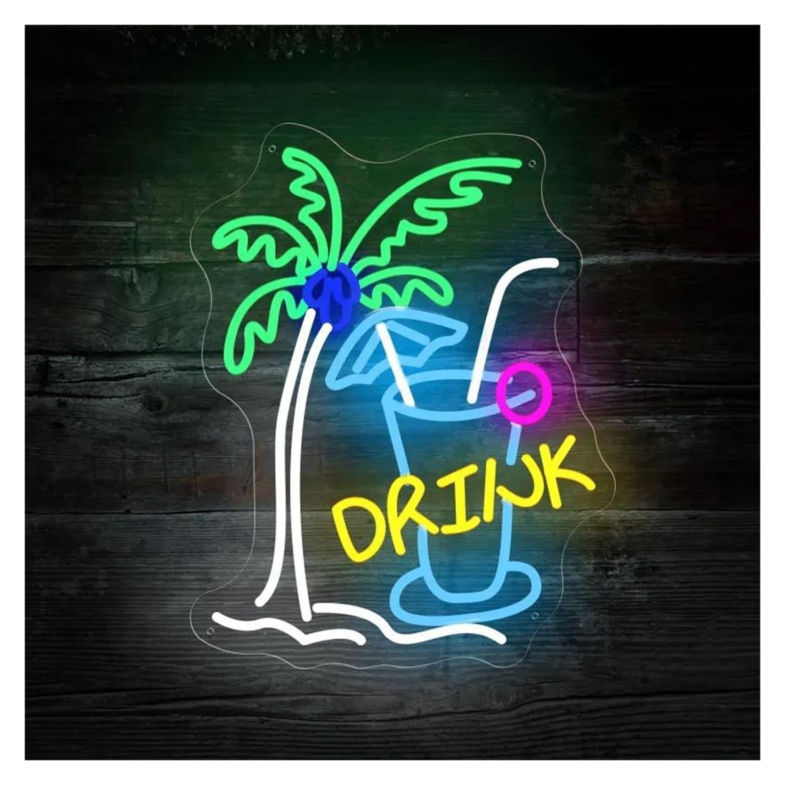 Insegna luminosa al neon Bevanda per luci al per neon Acrilico per insegne per per alimentazione per USB, luminosità regolabile Cocktail per per Adatto per arredamento negozio 35cmx45cm