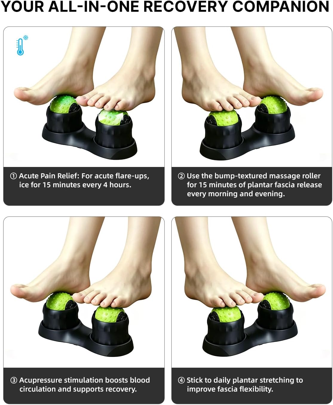 Plantar Fasciitis Relief Foot Pain, Ice Cold and Hot Therapy for Massage Roller Ball, Heel Spur, Sore Muscle, Trigger Point, Back, Arm, Neck, Shoulder, Leg, Gifts for Boyfriend Him Men Women