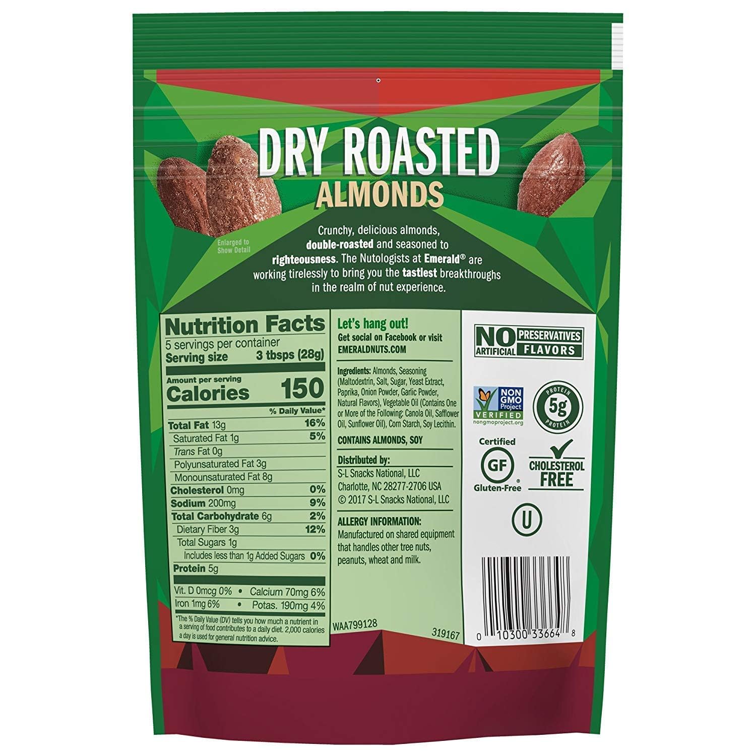 Snapklik.com : Emerald Dry Roasted Almonds, 5 Ounce Resealable Bag