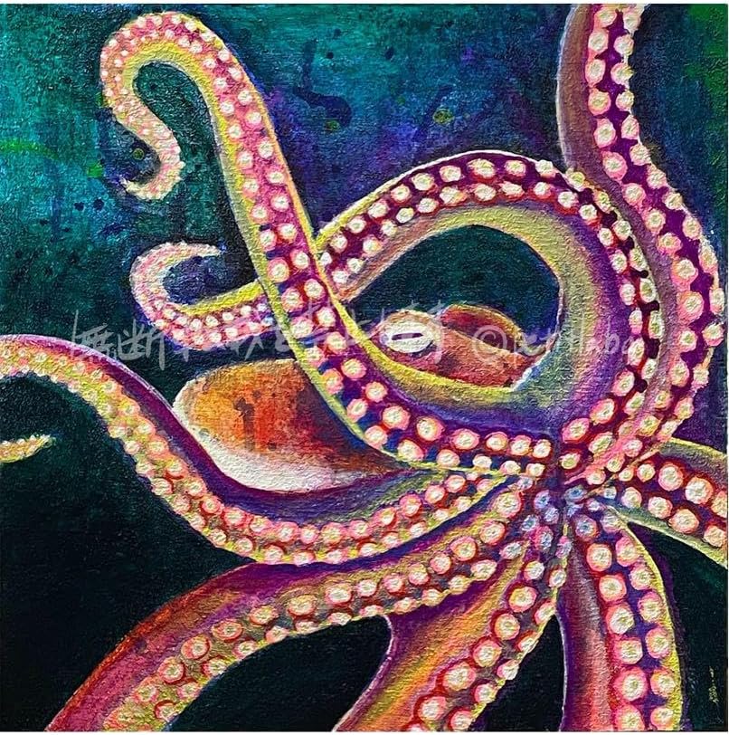 1個 動物diy数字絵画 タコ モ アート 手作りアクリル絵画 用 40x50cm