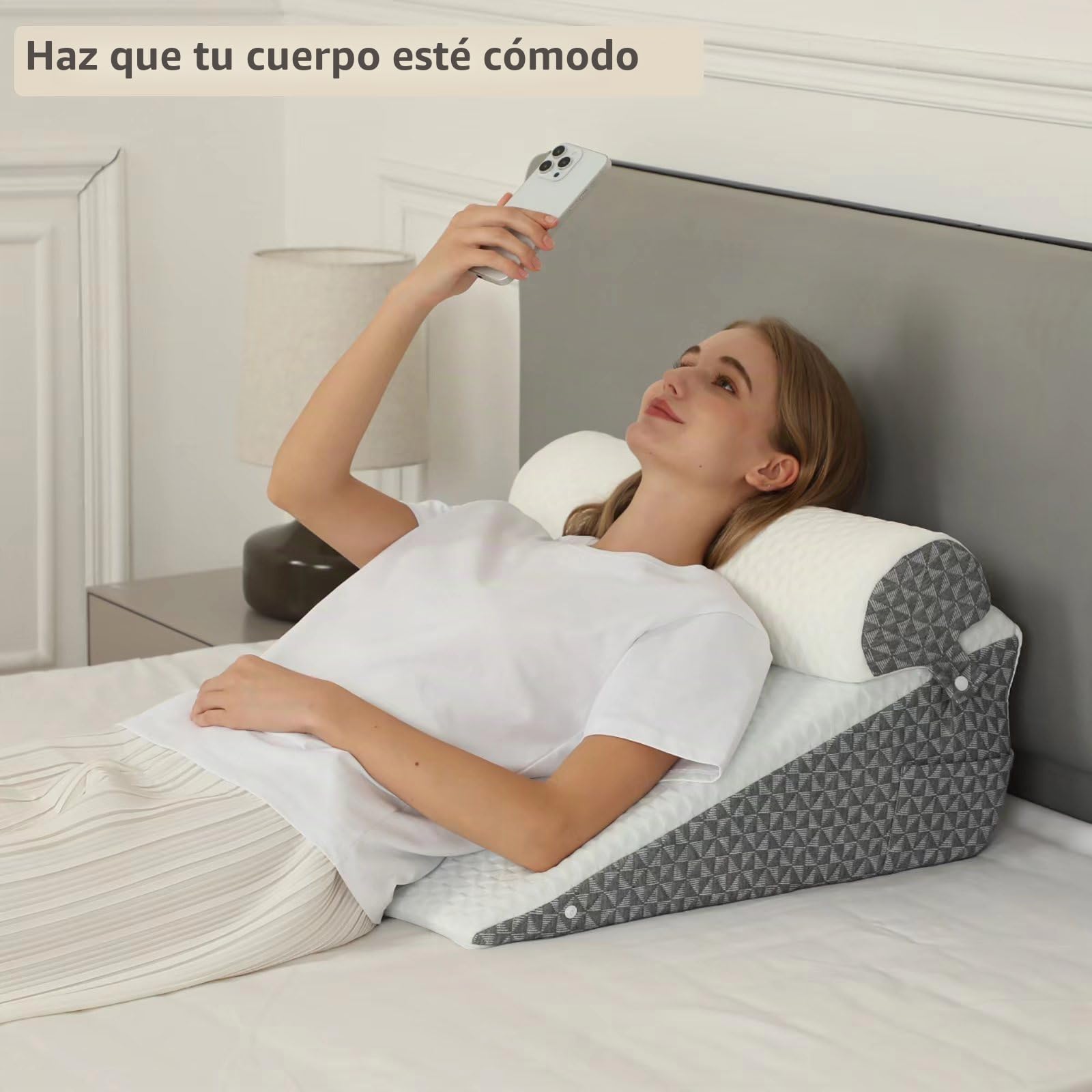 3 piezas de almohada de cuña con cojín de apoyo, almohadas de apoyo con cojín suave, almohada de espuma viscoelástica para dormir, cuña de cama inclinada para reflujo gastroesofágico, ronquidos