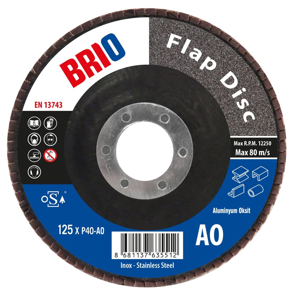 Brio 0404-P40-AO-125 Flap Disk 125Xp40 Ao