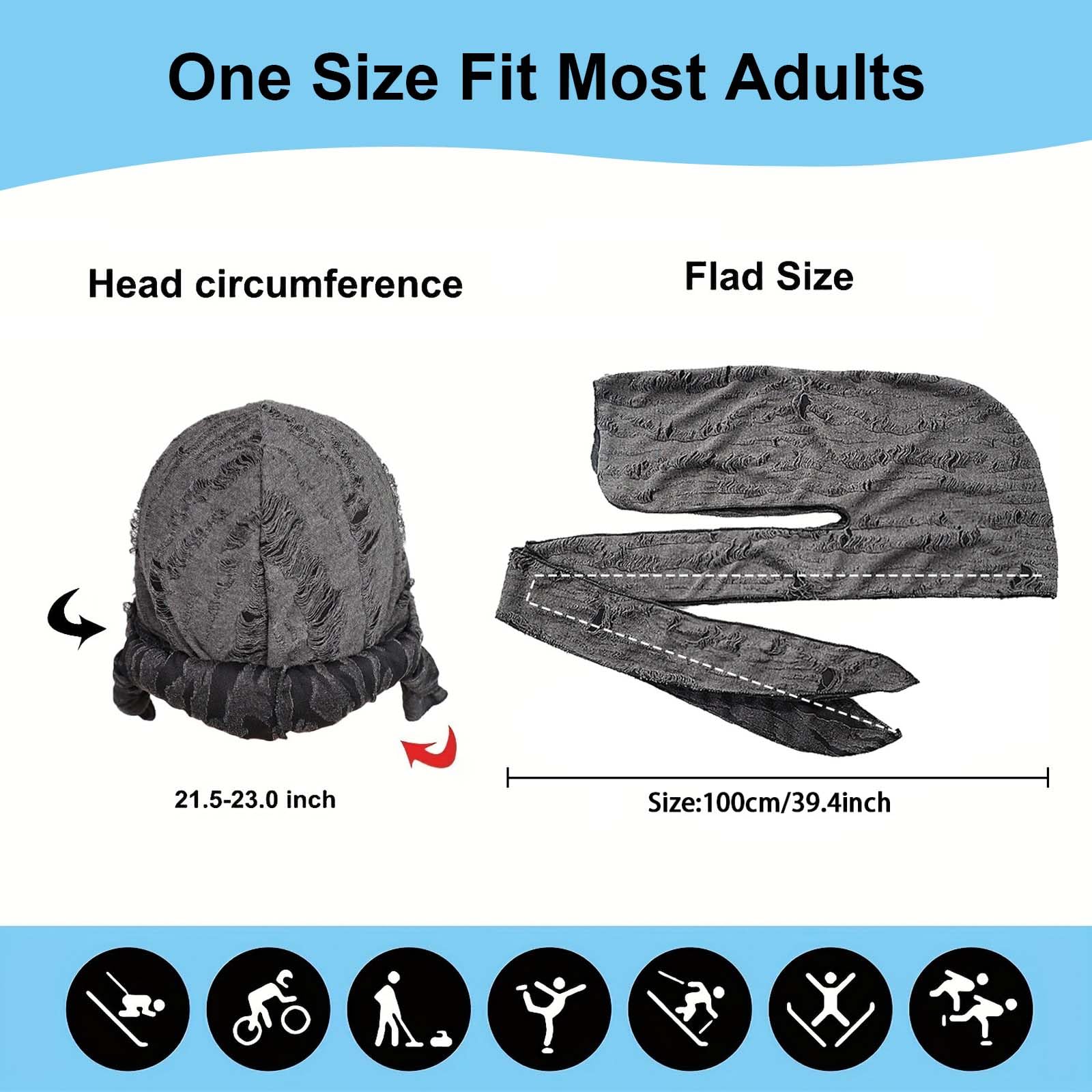 2 Piezas Bandana, Gorro Bandanas Piratas, Durag Sombreros, Elástica, Transpirable, Pañuelos Cabeza para Hombres y Mujeres Decoración Diaria de Hip-Hop