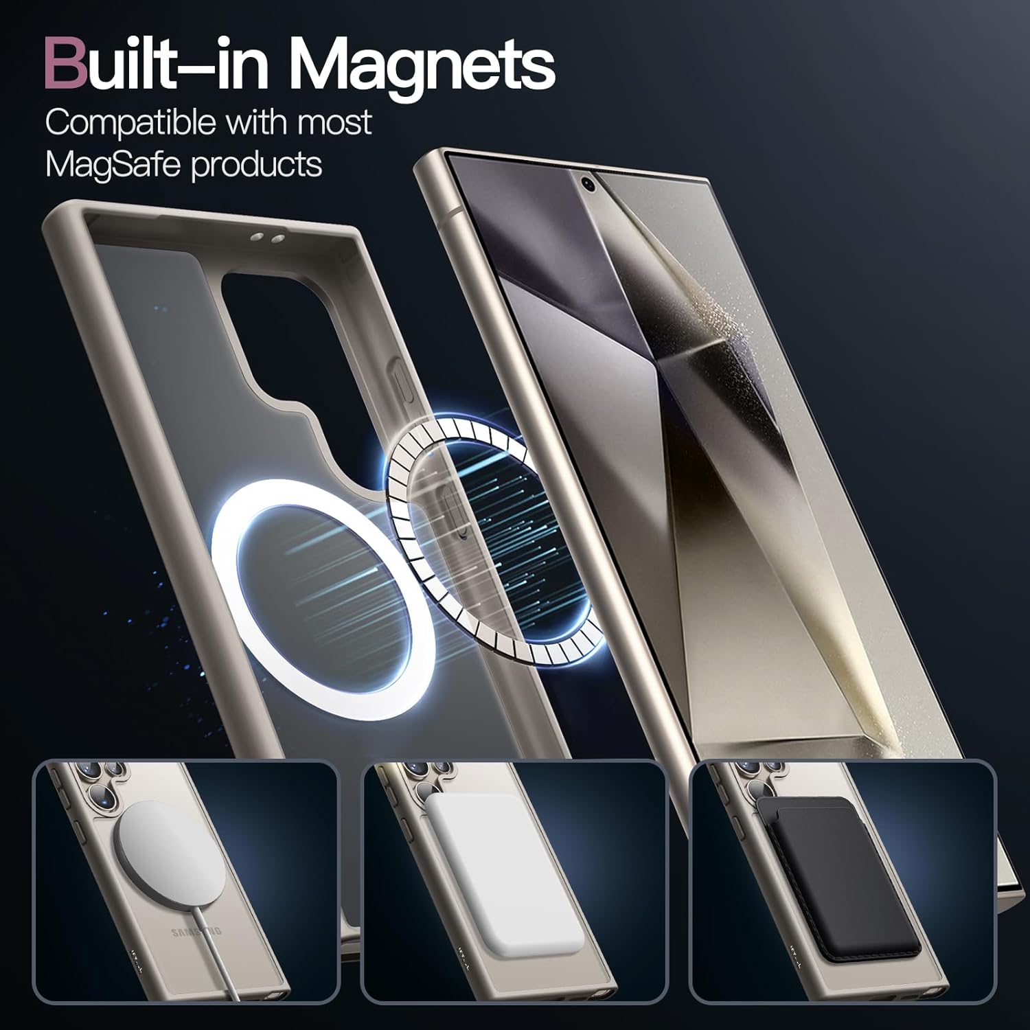 JETech Capa Magnética para Samsung Galaxy S24 Ultra 5G, Compatível com MagSafe, Case Capinha para Translúcida Fosca Traseira à Prova de Choque (Titânio Cinza)