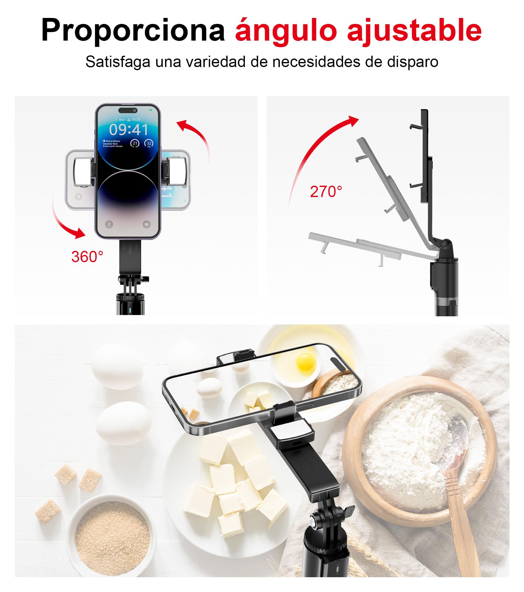 ASHINER Palo Selfie Tripode para Movil - 180cm Soporte de Teléfono con Control Remoto y Luces LED de Relleno para Viajes, Vlogging, Video, Fotos, Compatible con iPhone, Android