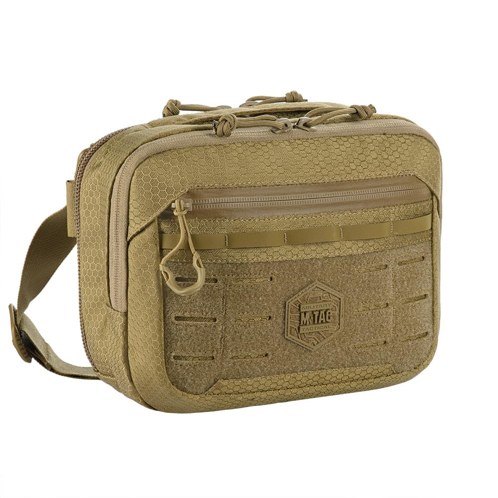 M-Tac EDC Elite HEX Bag - Cordura 500D taktyczna torba na ramię z systemem szybkiego dostępu do broni, organizerem EDC, etui na telefon komórkowy i panelem krosowym, może być noszona po obu stronach