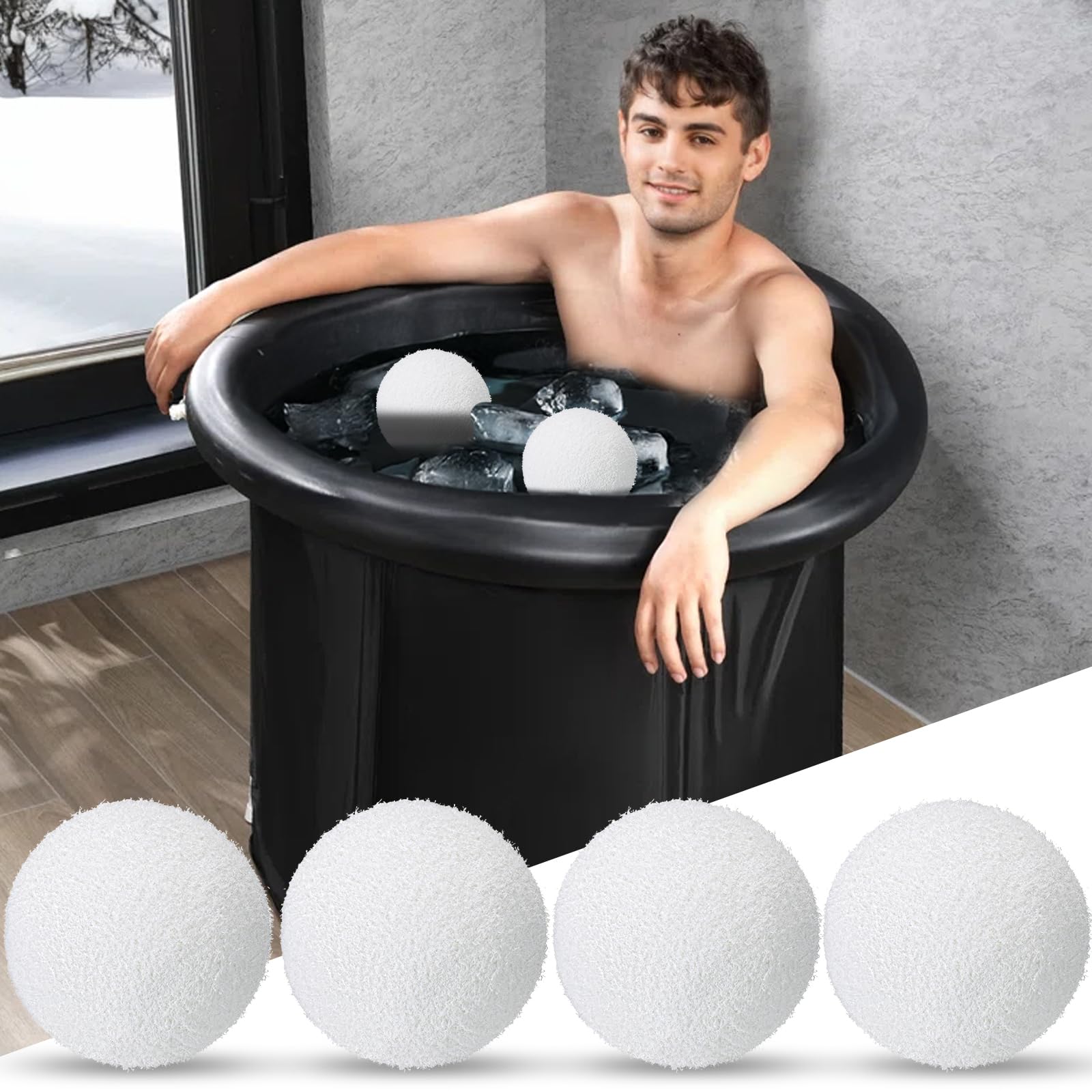 Palksky Cold Plunge Filter Scum Absorber, Cold Plunge Accessories, 2Pack Oil Ice Bath Ball Filter, Reusable Ice Bath Water Cleaner Balls for Cold Plunge & Hot Tub