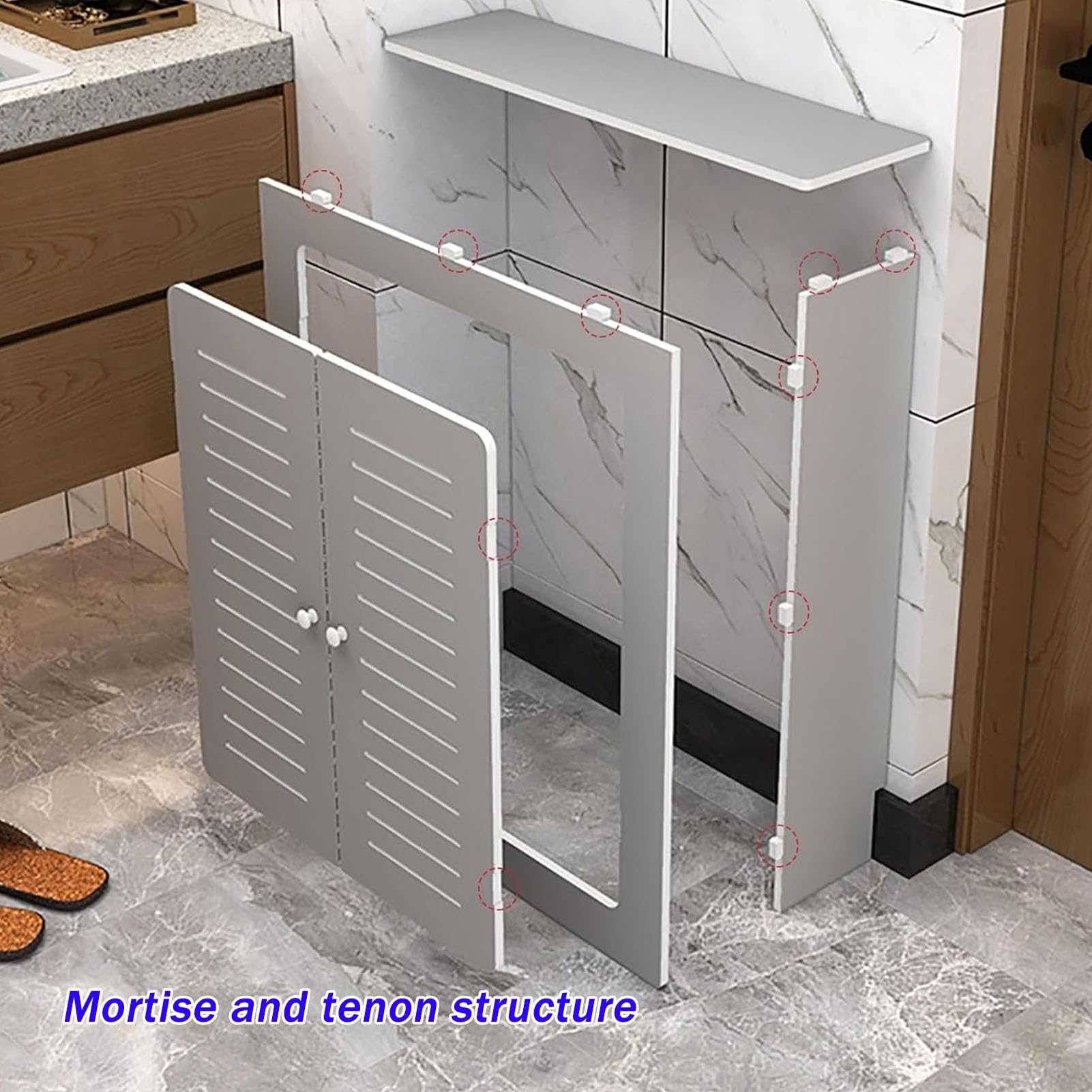 Cubierta de radiador con almacenamiento y puertas, armario calefactor transpirable para el hogar y la sala de estar