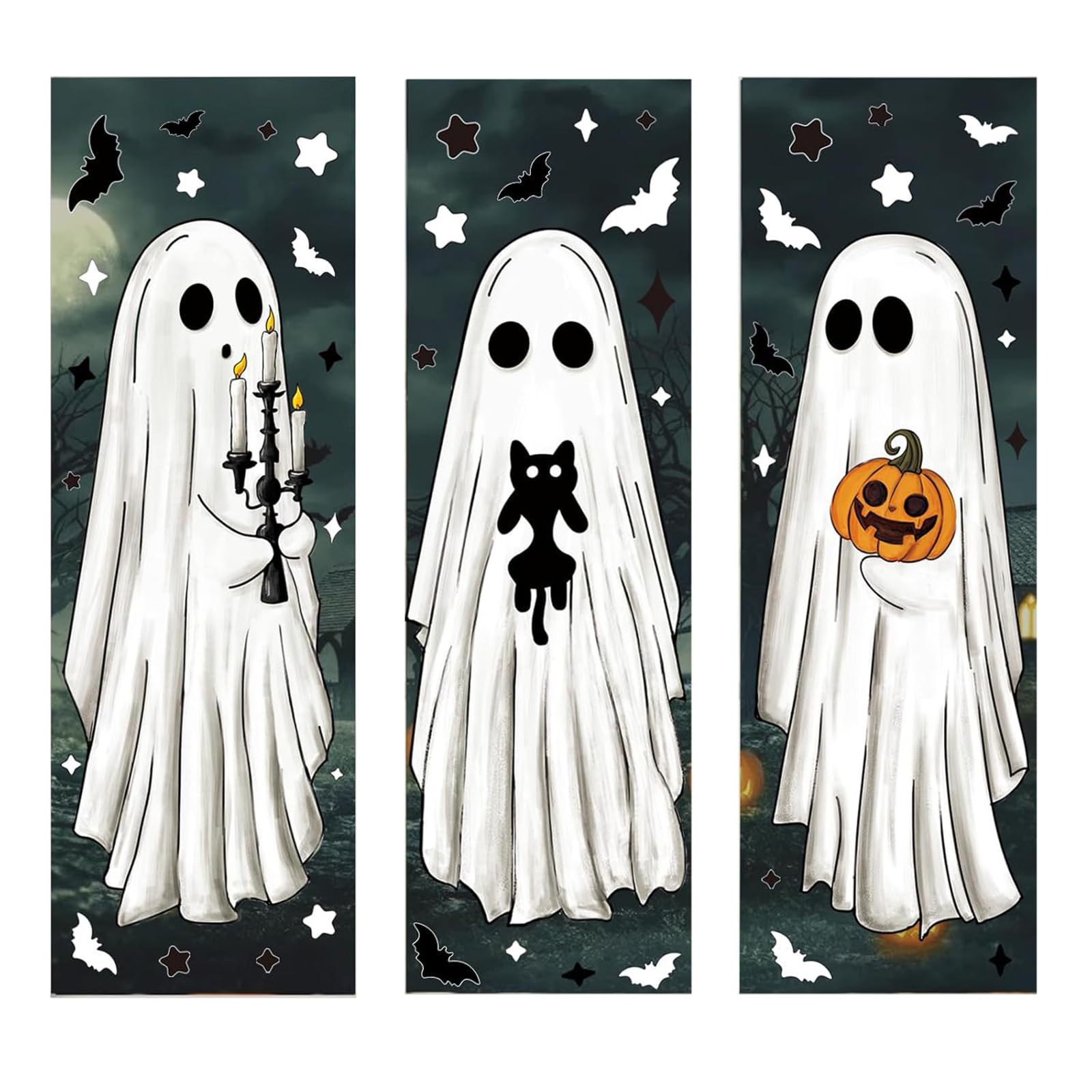 Horror Ghostly Pattern Window Cling Statics Decoration Adhesive Glass Door Decal Halloween Home Decoration Halloween Statics Cling Sticker