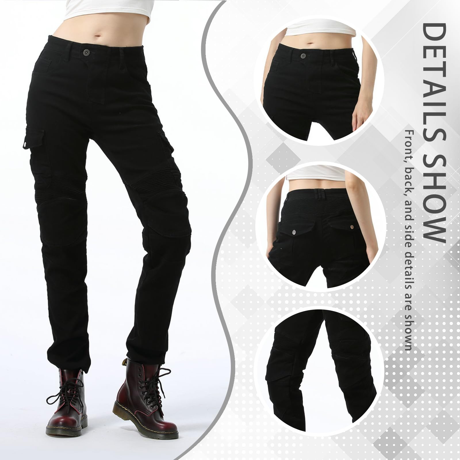 Donna Moto Biker Jeans Rinforzato Protezione Pantaloni Linning Includono Armature Motorcycle Pants