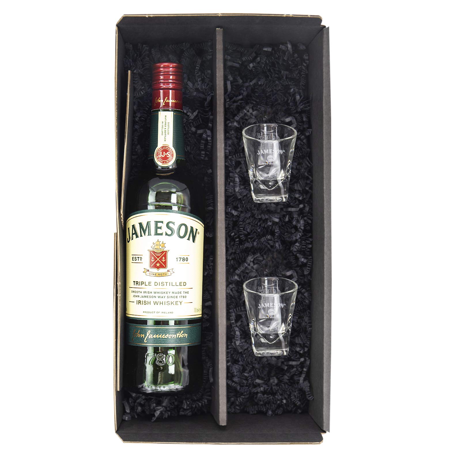 Reichelts/Feinste handverlesene Geschenke in hochwertiger Präsentbox/Jameson Standard 40% 0,7 l + 2 Jameson Shotgläser mit Eichstrich 2cl/4cl