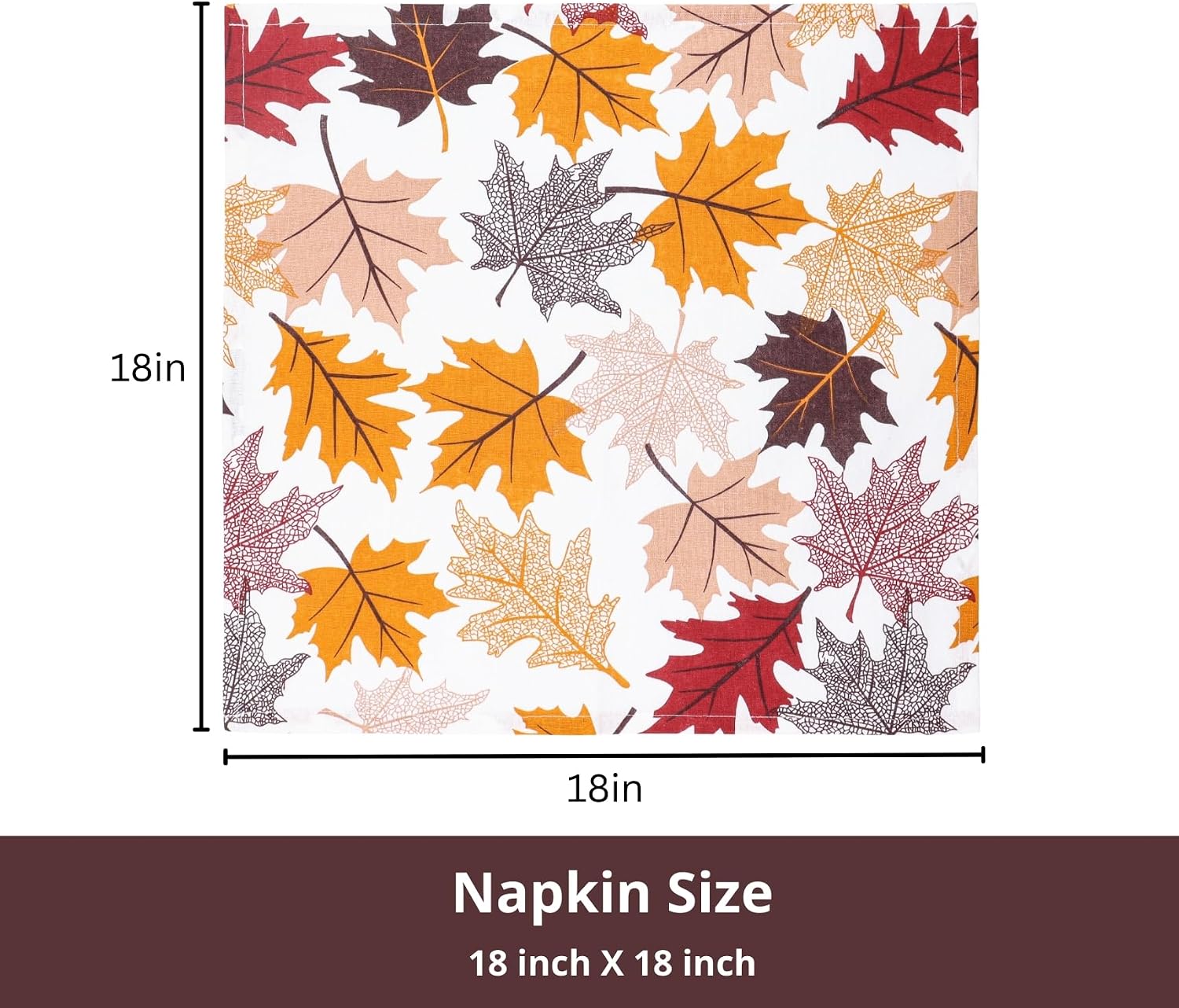 PurpleEssences Fall Cloth Dinner Napkins 18x18 in - Maple Leaves