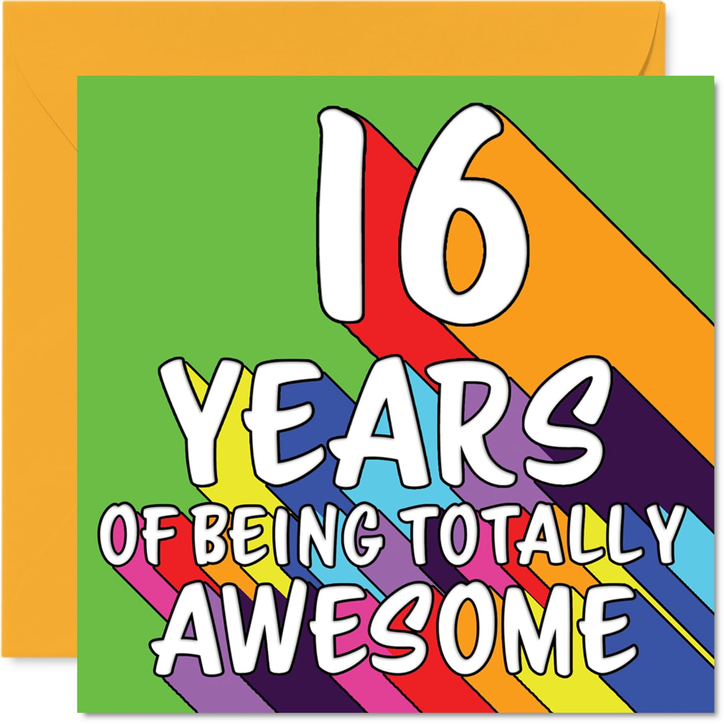 16th Birthday Cards for Boys Girls - Rainbow Awesome - Happy Birthday Card for 16 Year Old Boy Girl Cousin Daughter Grandson Son, 145mm Bday Greeting Cards
