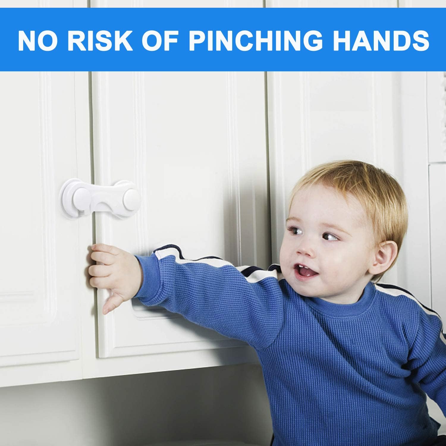 Cabinet Locks, Child Safety Locks 4 Pack, Baby Safety Cabinet Locks, Baby Proofing Cabinet Kitchen System with Strong Adhesive Tape