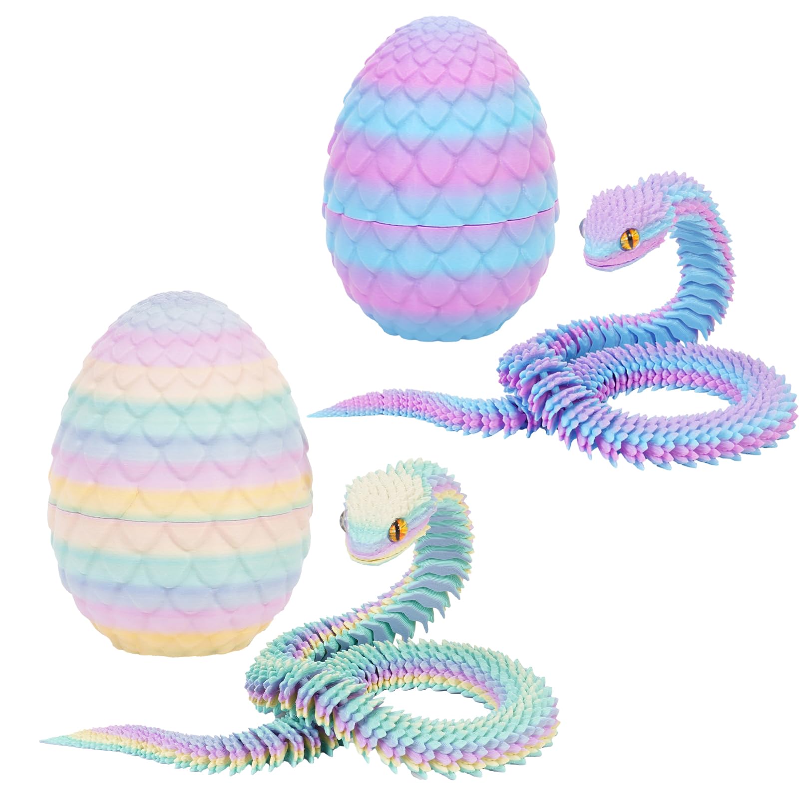 Dacnod 3D Printed Snake Egg Toys Fidget Crystal Animals Desk Figure Easter
