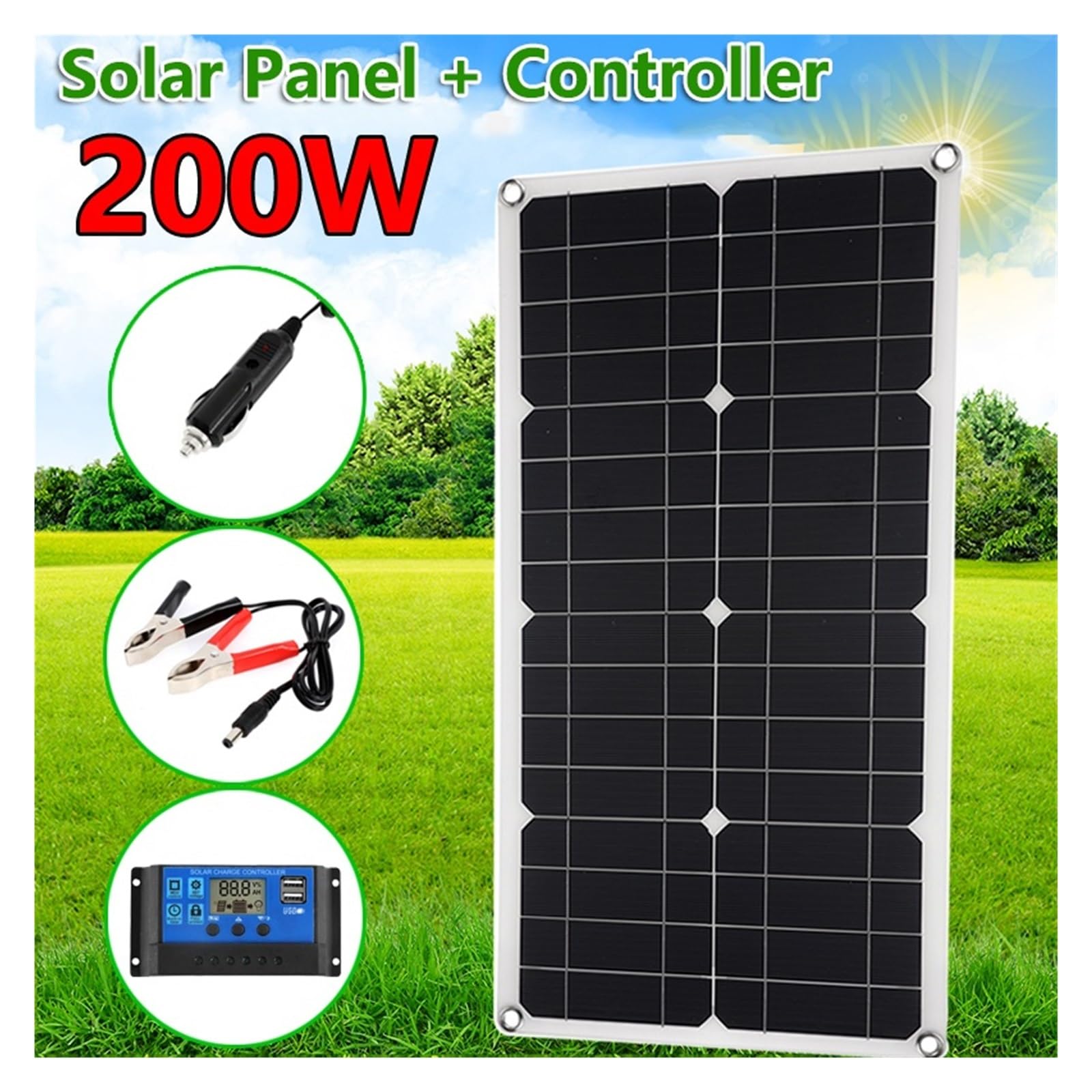 200W sterownik panelu słonecznego podwójny port USB przenośna ładowarka do baterii telefon komórkowy samochód jacht RV światła ładowanie na zewnątrz Idealny Wynik(With 40A controller)