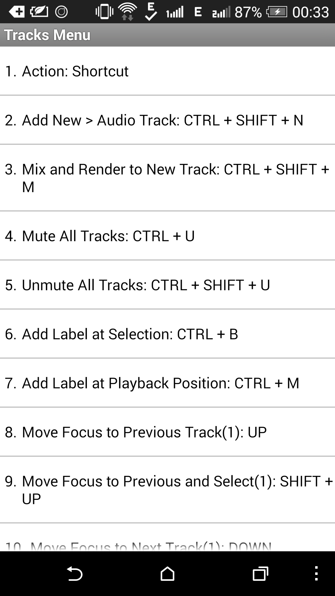 Audacity Keyboard Shortcuts App on Amazon Appstore