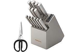 15-Piece Gourmet Knife Block Set with Built-in Sharpener