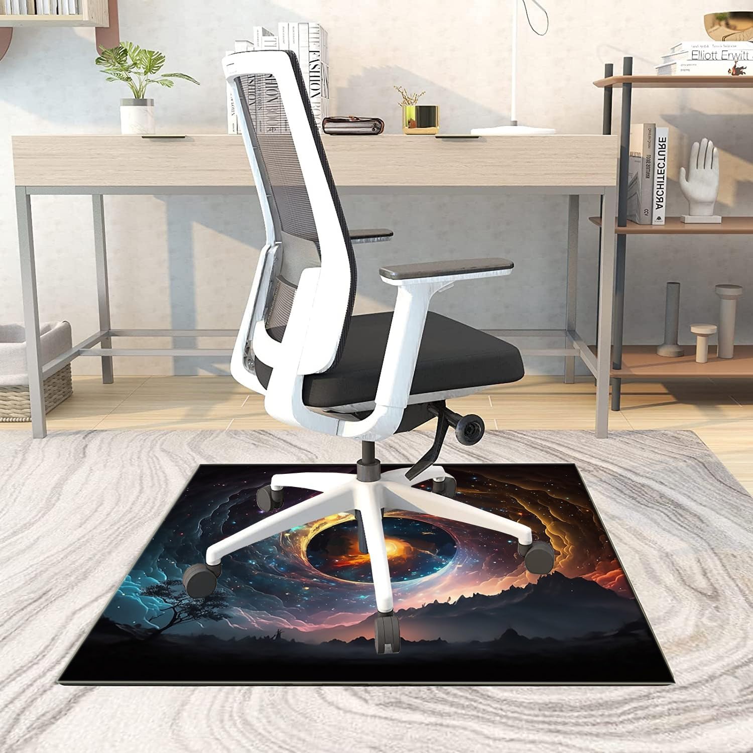35.43" x 35.43" Glass Office Chair Mat for Carpet Tempered