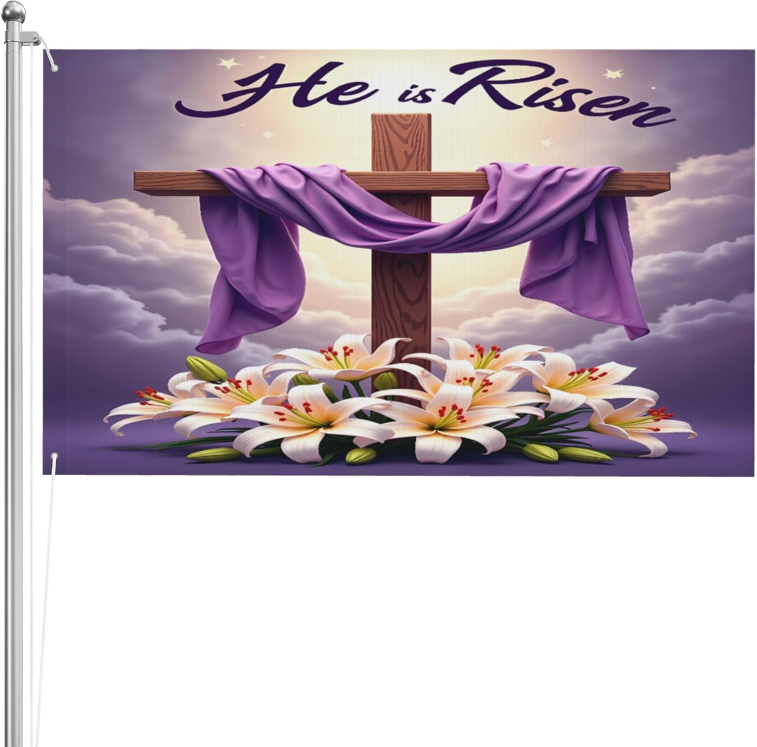 He is Risen Flag 4x6 Jesus Christ Christian Cross Spring Easter Garden Flags 3-Ply Double Sided Banner Yard Signs