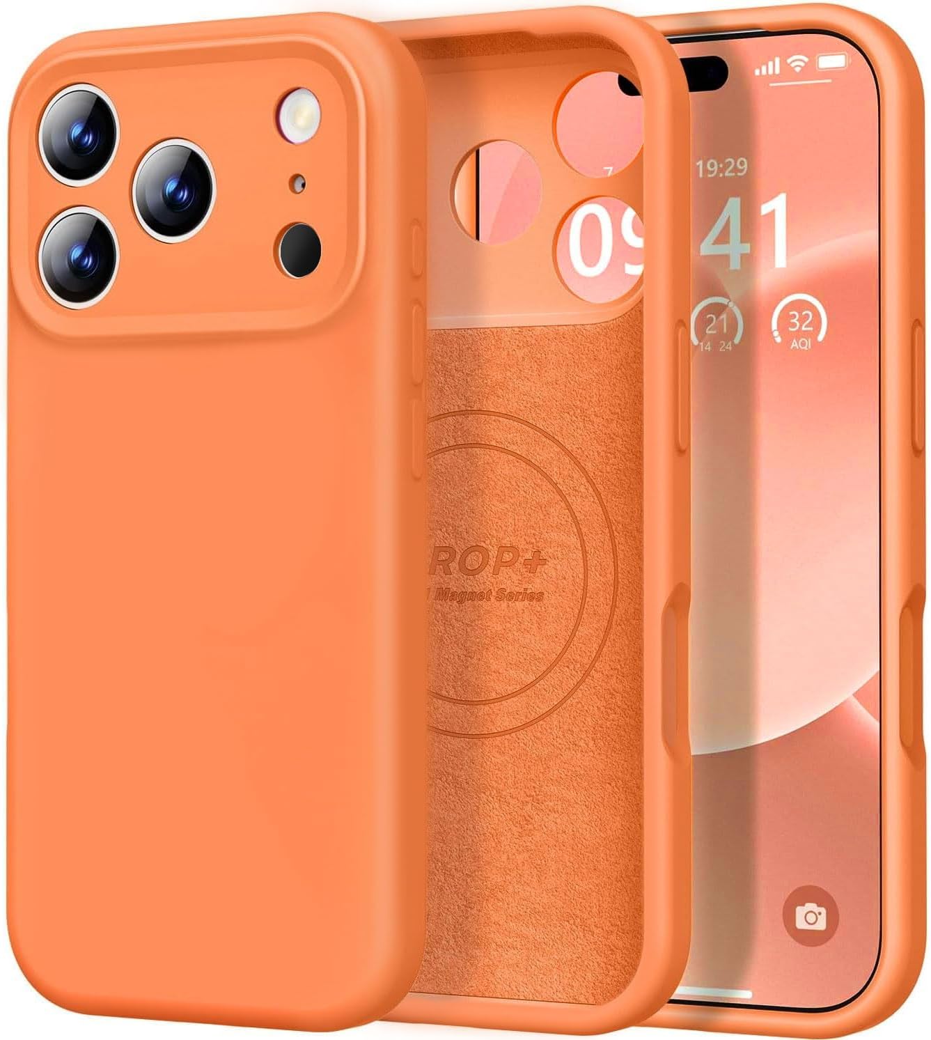 Vooii Magnetic for iPhone 17 Pro Max Case, Compatible with Magsafe (Premium Liquid Silicone) (Integrated Camera Control Button) Full Body Protective Anti-Scratch Microfiber Lining 6.9", Bright Orange Bright Orange iPhone 17 Pro Max