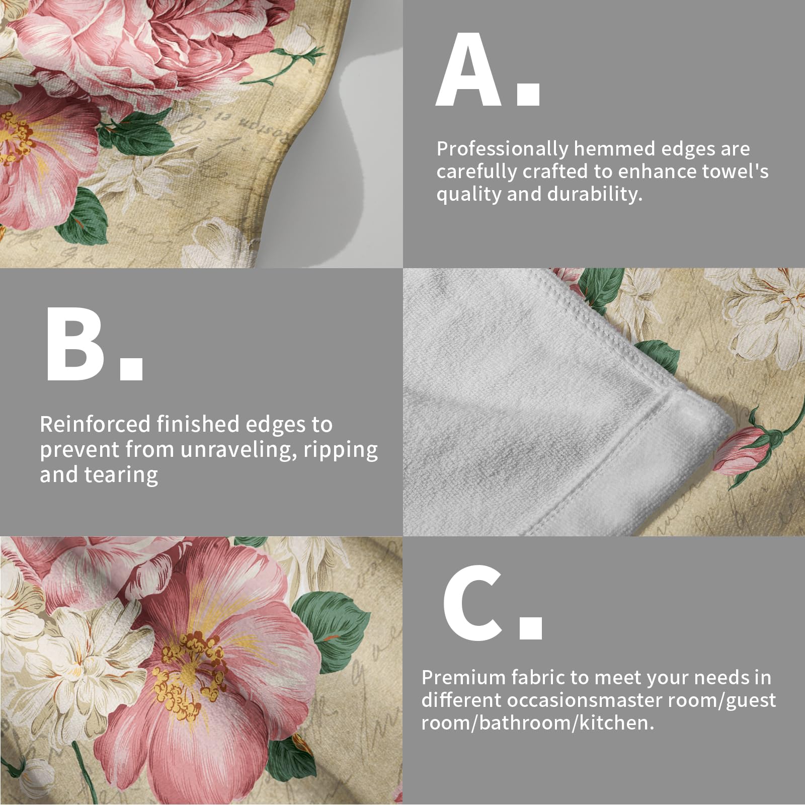Mixte Lot de 4 serviettes de toilette 100 % coton - Set de serviettes