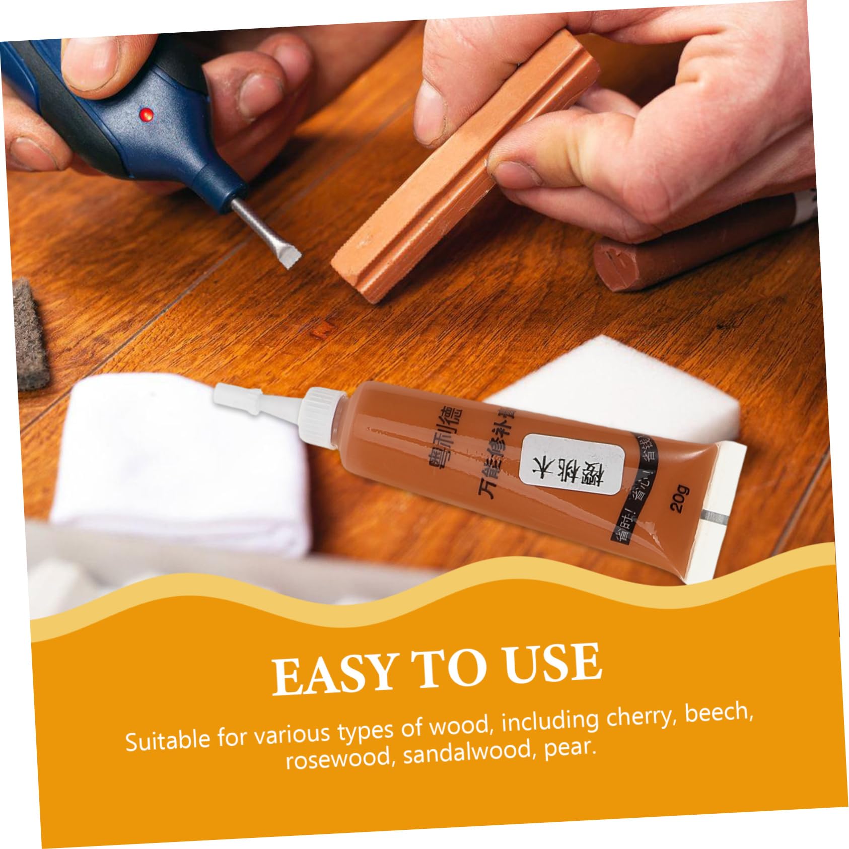 NULYLU 6pcs Wood Repair Paste Portable Furniture Repair Tool for Scratches Dents Defects Cherry Ash Sandalwood and More Wood Filler