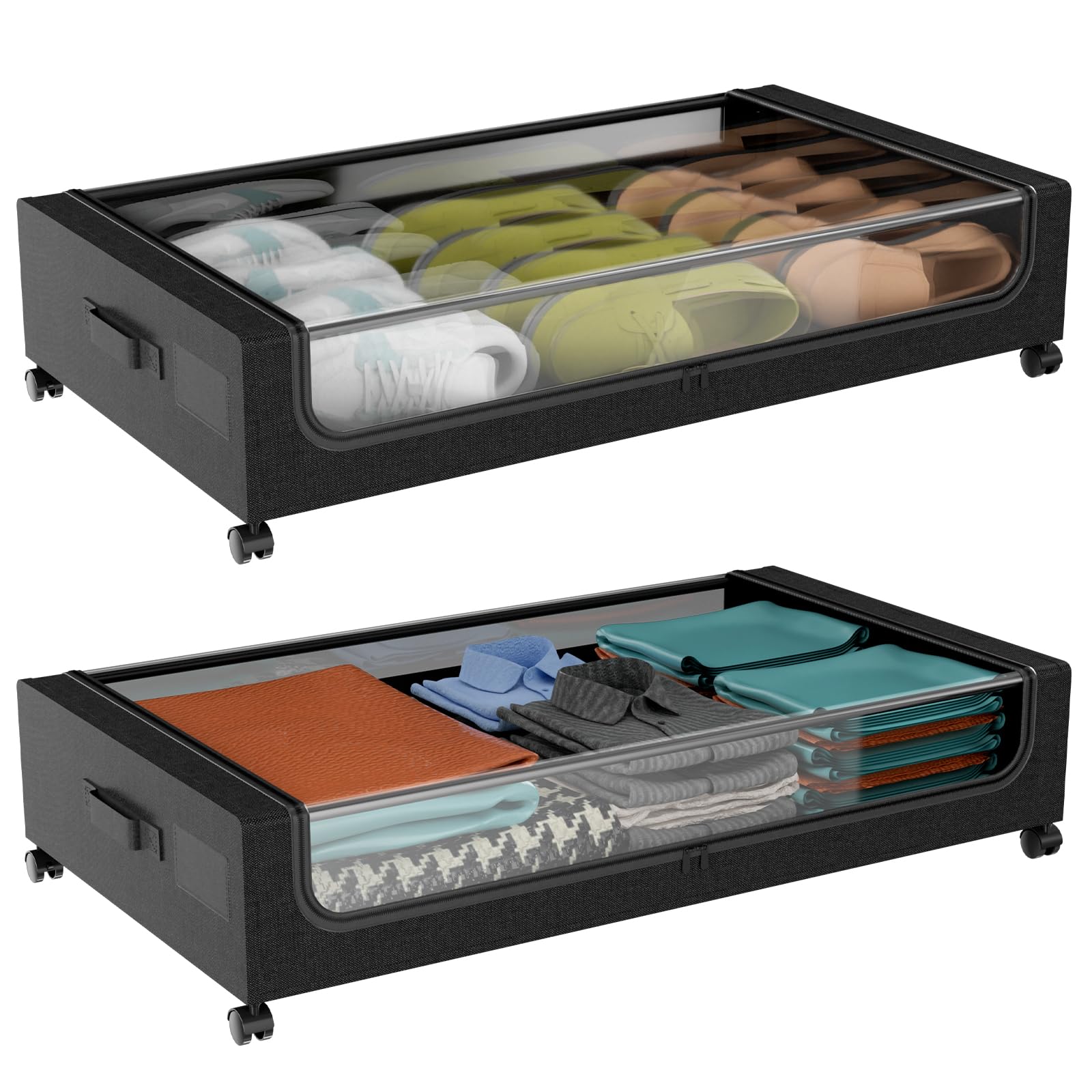 Cajones Bajo Cama Con Ruedas Almacenamiento Debajo De La Cama Con Ruedas,  Contenedores | Cuotas Sin Zapatero Bajo Cama Con Ruedas, image size:1600x1600