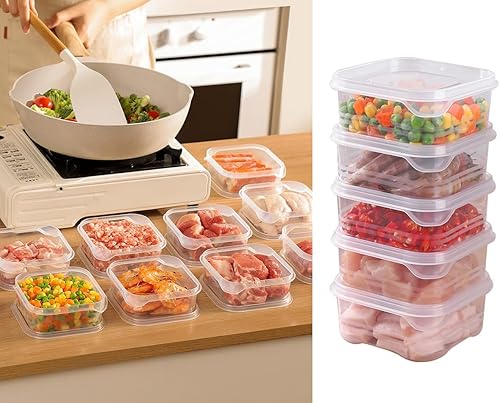 Miniatura 7 de Contenedores de almacenamiento de alimentos con tapas, organizadores de plástico para refrigerador, contenedores transparentes de 10.3 onzas