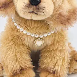 Coleira elegante decorada com pérolas, design de etiqueta de gema olho de gato para cães e gatos, adequada para menos de 2 kg