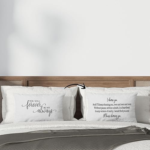 Miniatura 3 de Voatok You Will Forever Be My Always, I Choose You, funda de almohada reversible de 12 x 20 pulgadas, funda de cojín decorativa de letrero grande,