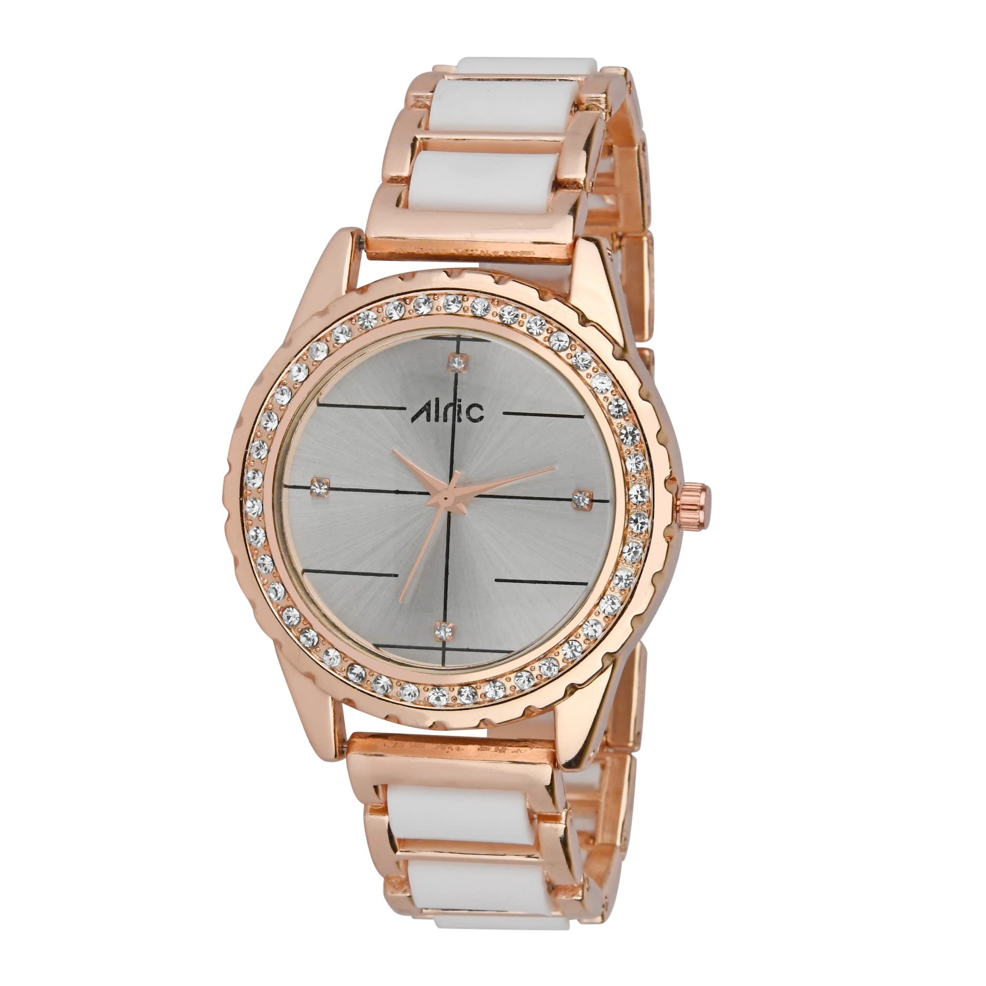 Alric Brand Watch for Women’s CZ & Stone Studded, Metal Strap Watches for Women, Rose Gold & White Ladies Hand Watch Regal Wrist Watches for Girls are Stylish Watch for Women and Female of All Ages (B09W9LZW8G) Amazon Price History, Amazon Price Tracker