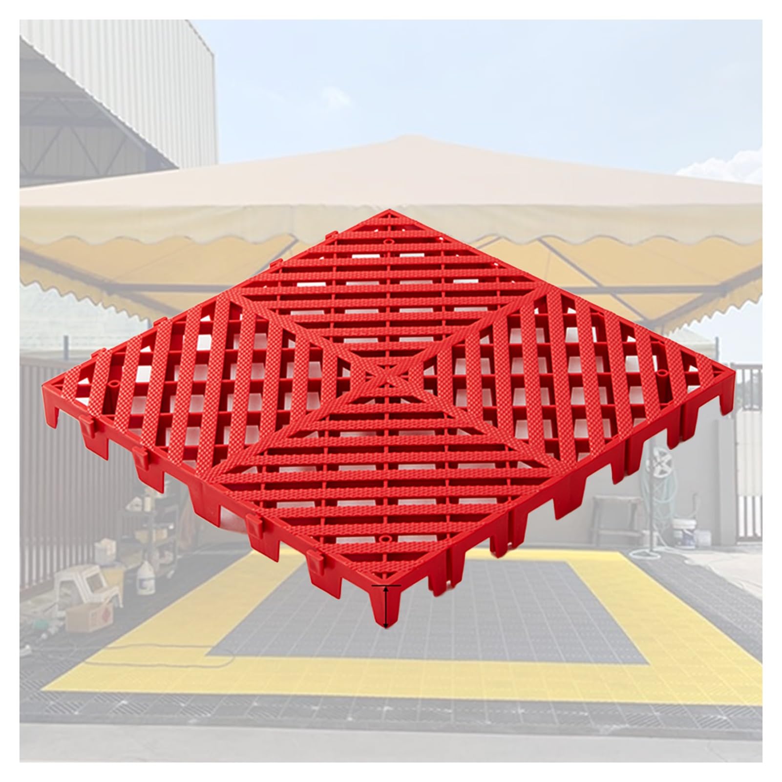 Baldosas Modulares Entrelazadas, PVC Blando, Garaje, Sauna, Tienda, Bañera De Hidromasaje, Baldosas For Acampar Al Aire Libre For Uso En Interiores Y Exteriores(Red,50x50x5CMCM-8piece)