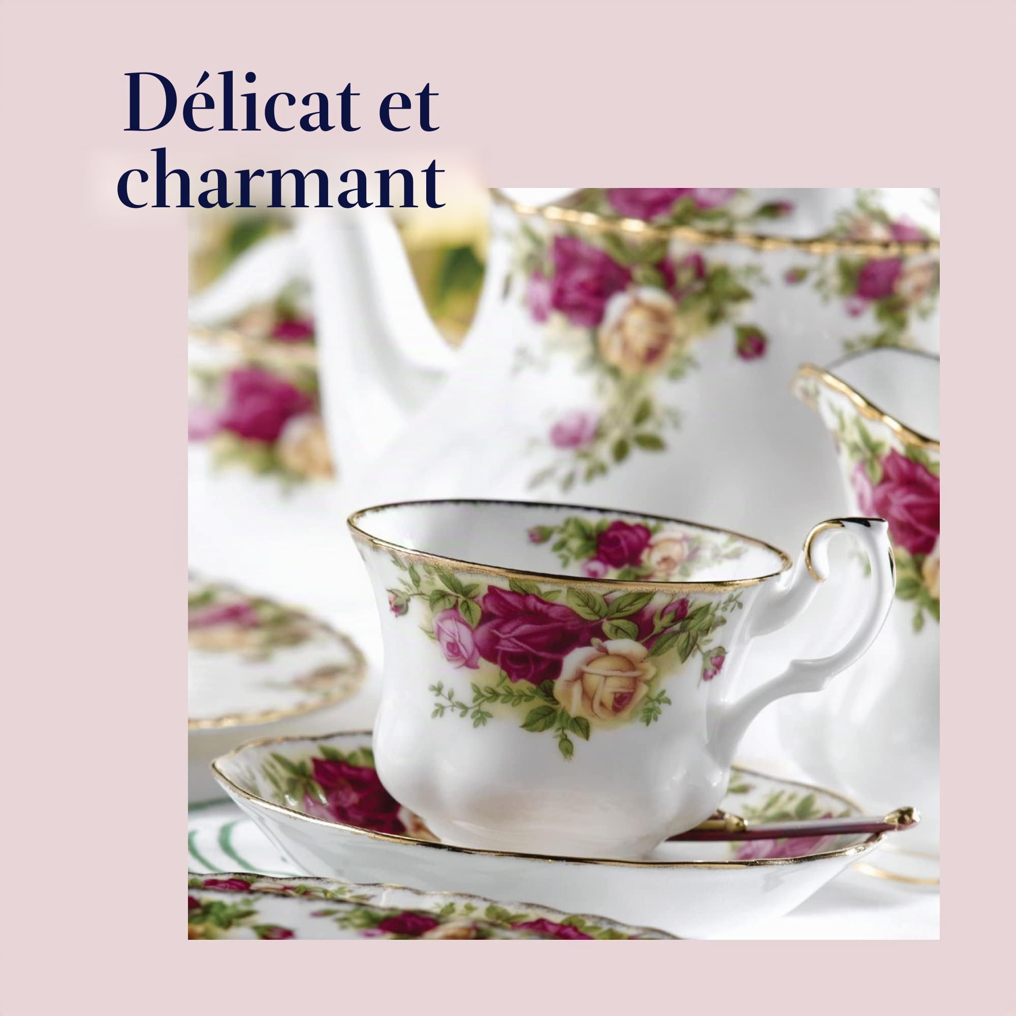Royal Albert IOLCOR04698 Old Country Roses Lot de 2 Tasses à thé en Porcelaine Anglaise Motif Floral
