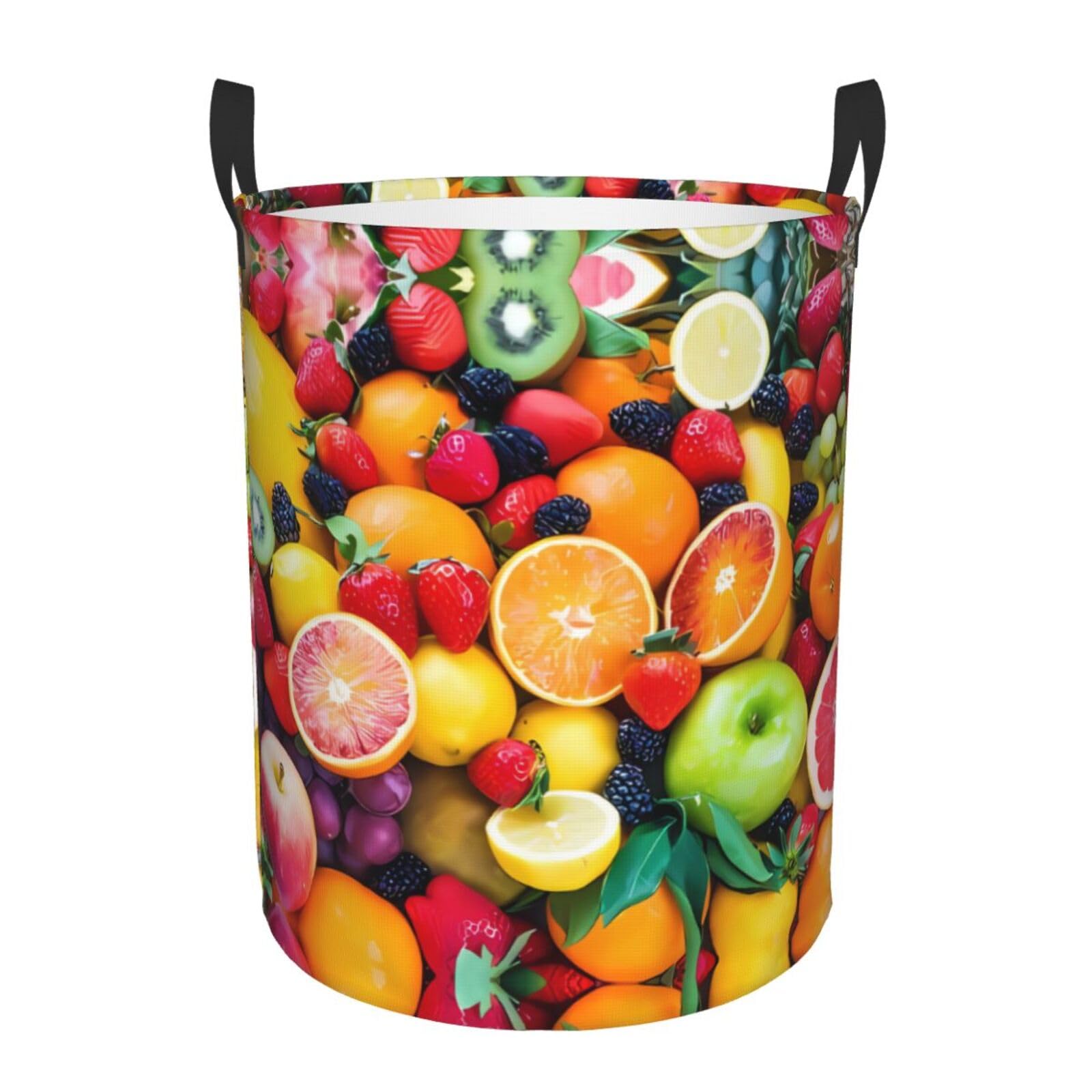 S Circular Hamper Fresh Fruits Print for Dirty Clothes