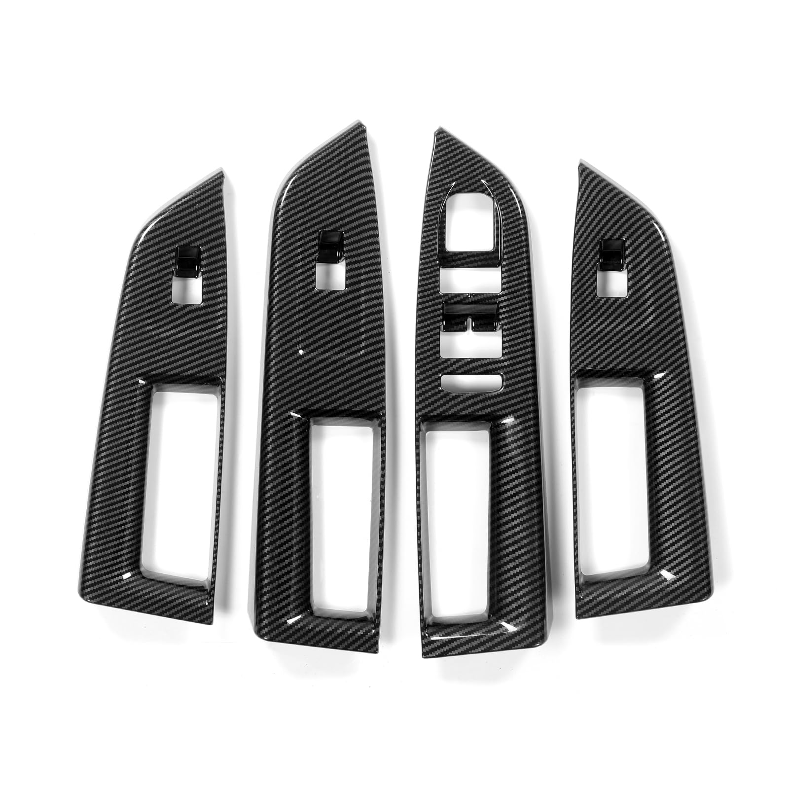 Fensterheber Abdeckung für VW Golf 8 2020 – 2025, 4-teiliges Set, ABS Interieur Dekorleisten in Rot/Carbonoptik, Passend für Tür Fensterheber Schalter