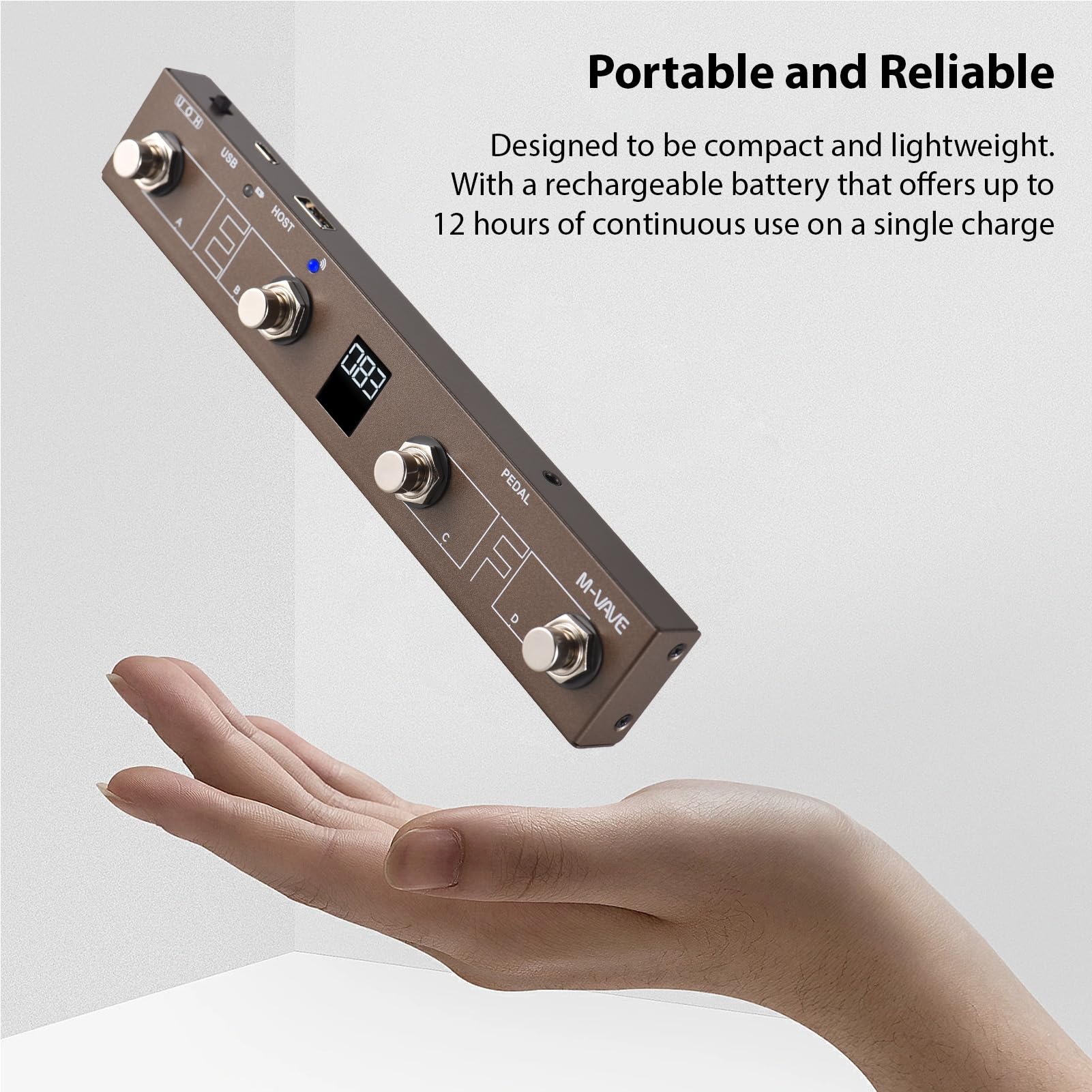 Controller a pedale MIDI wireless BT Footswitch con controllo APP intelligente Display digitale Ricaricabile 12H Vita TRS all'adattatore Portatile per Software Music Gear