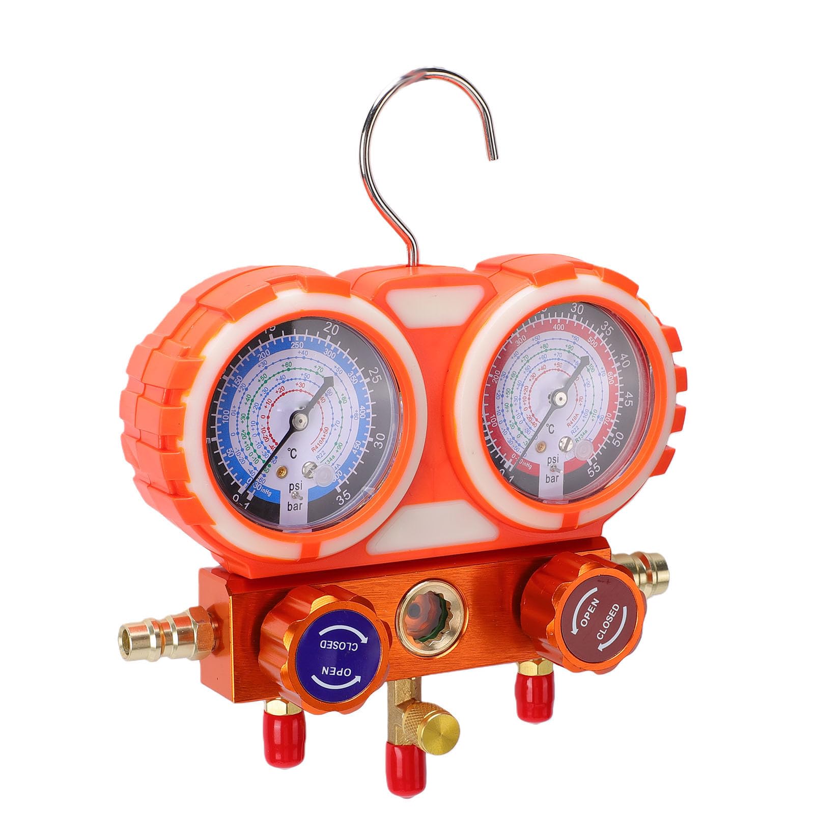 Hyuduo Juego de Manifold para AC de 1/4 Pulgada con Mangueras de PVC de 1,5 Metros y 600 PSI, para Carga de Refrigerante y Diagnóstico de Vacío R12 R22 R134 R502 R1234yf
