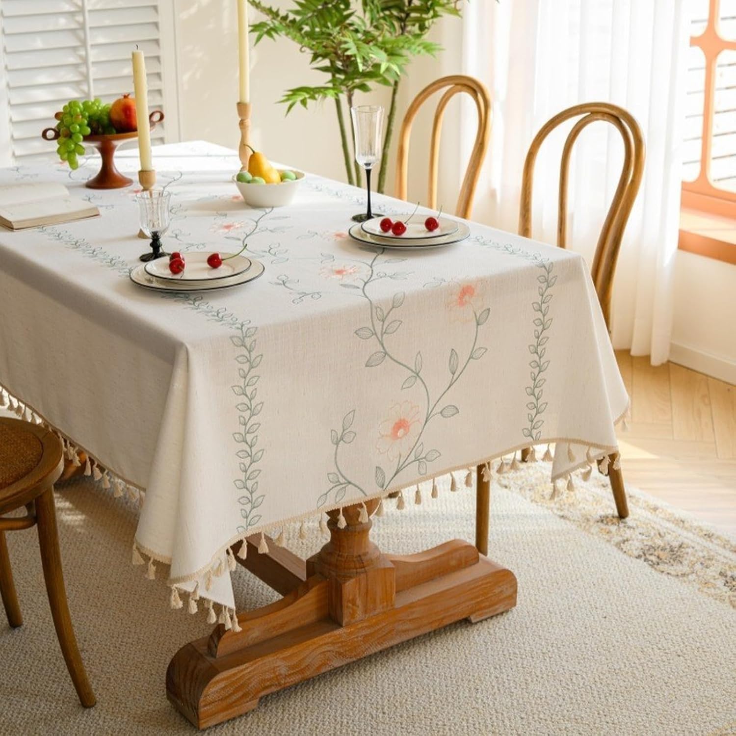 Tovaglia impermeabile, 140 x 260 cm, colore azzurro, tovaglia versatile in stile country per cucina, buffet, feste e campeggio, resistente e facile da pulire
