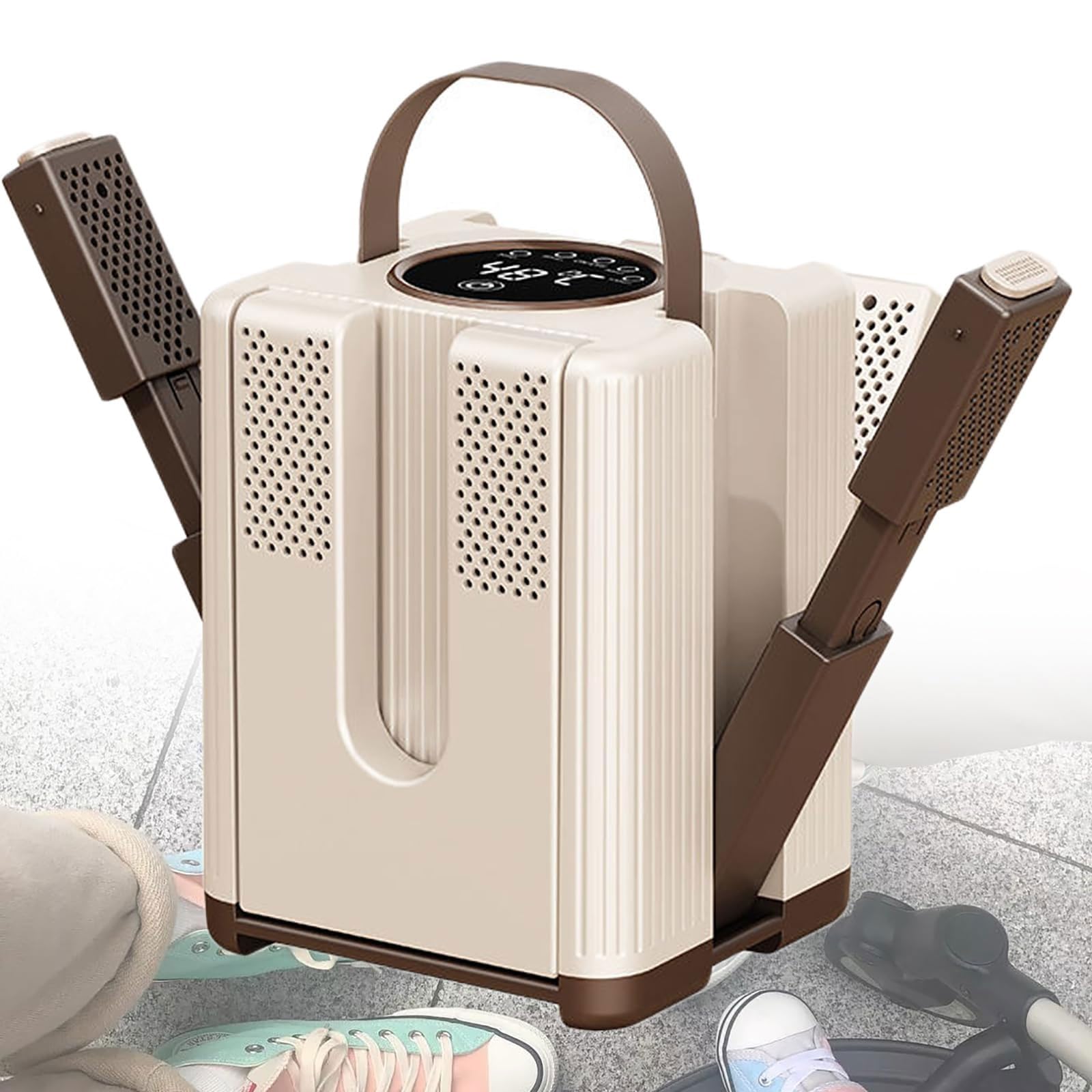 Sèche-chaussures électrique à 6 bras, chauffe-chaussures portable avec panneau LCD numérique, sèche-gants et chauffe-chaussures à température constante de 48 °C et minuterie à 4 niveaux