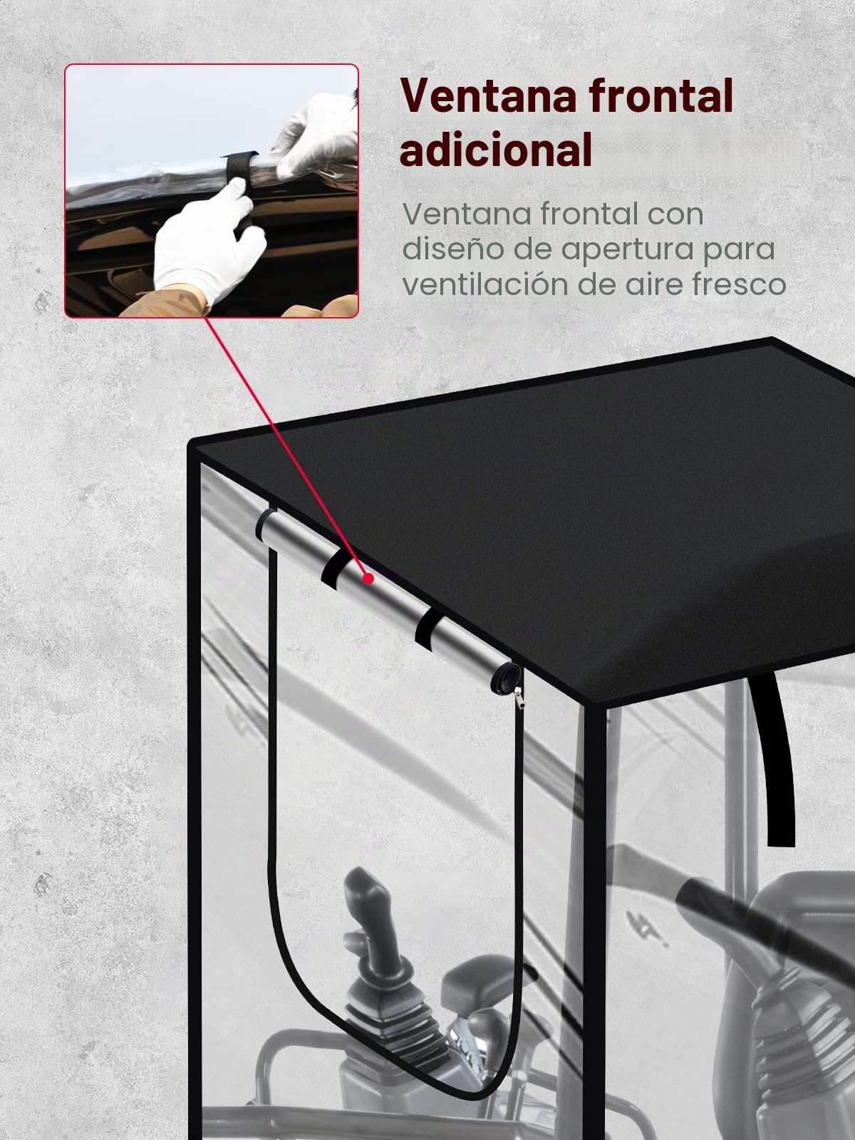 Cubierta de Mini Excavadora, Caja Transparente para Cabina de Excavadora con Tela Oxford 600D y película de PVC Compatible con Bobcat E20/Kubota U17 para 1750-3500 Libras, protección