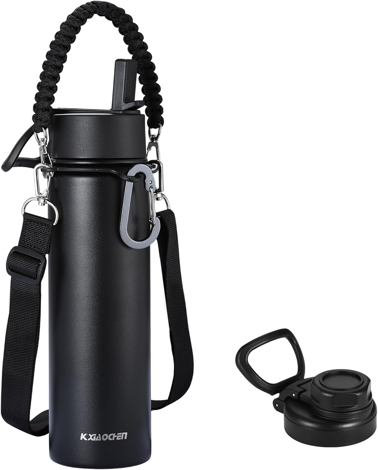 KXIAOCHEN Insulated Water Bottle, Stainless Steel Water Bottle, 2 Lids (Straw and Handle Lid),Wide Mouth Metal Water Bottles Keep Hot and Cold, Double Walled, Thermo Mug, Metal Canteen