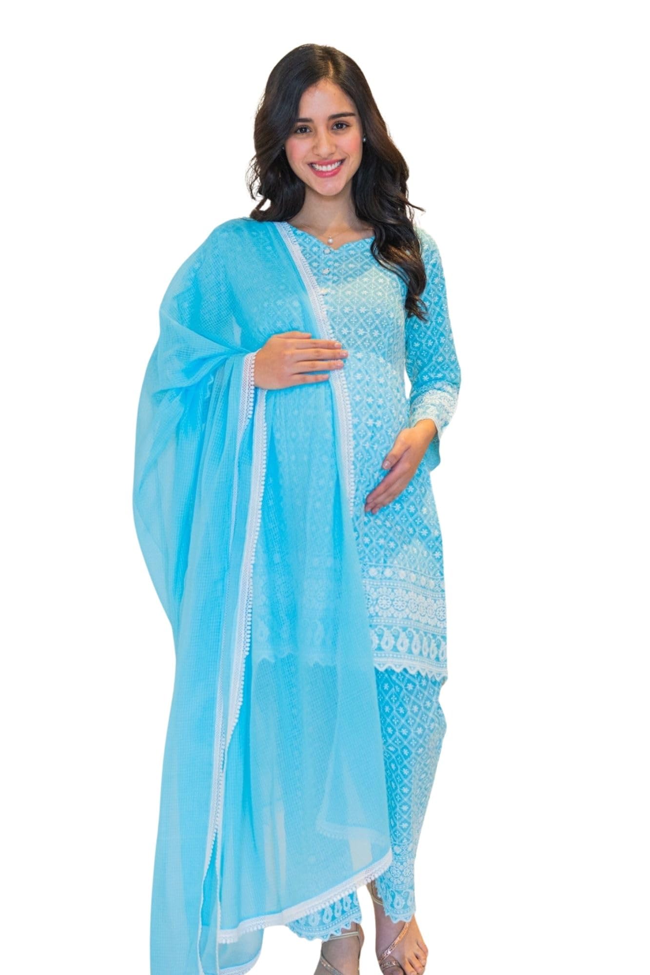 Yellow Maternity & Nursing Kurta Set with Dupatta | 100% Cotton | 3 Pc-image-16