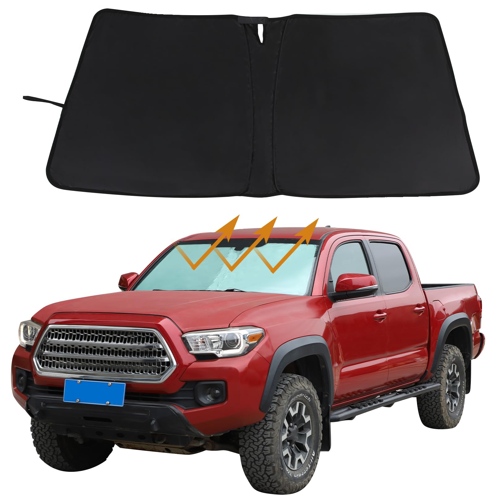 Aunginsy Front Windshield Sunshade Compatible with Toyota Tacoma 2006-2026, Truck Windshield Sunshades Foldable Reflective Sun Visor for UV Rays and Sun Heat Protection Car Cool Interior Accessories