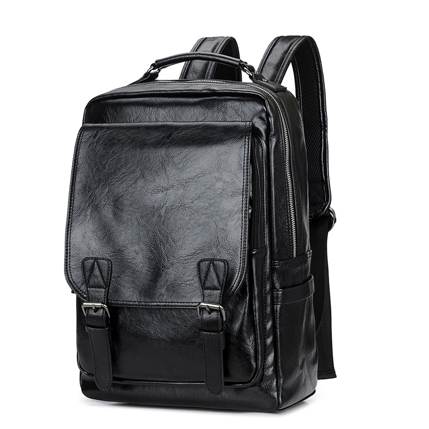 WEECOCLeather Backpack Casual Daypack for Men Laptop Bag Satchel Bags Unisex Satchel Bags Rucksack Classic style