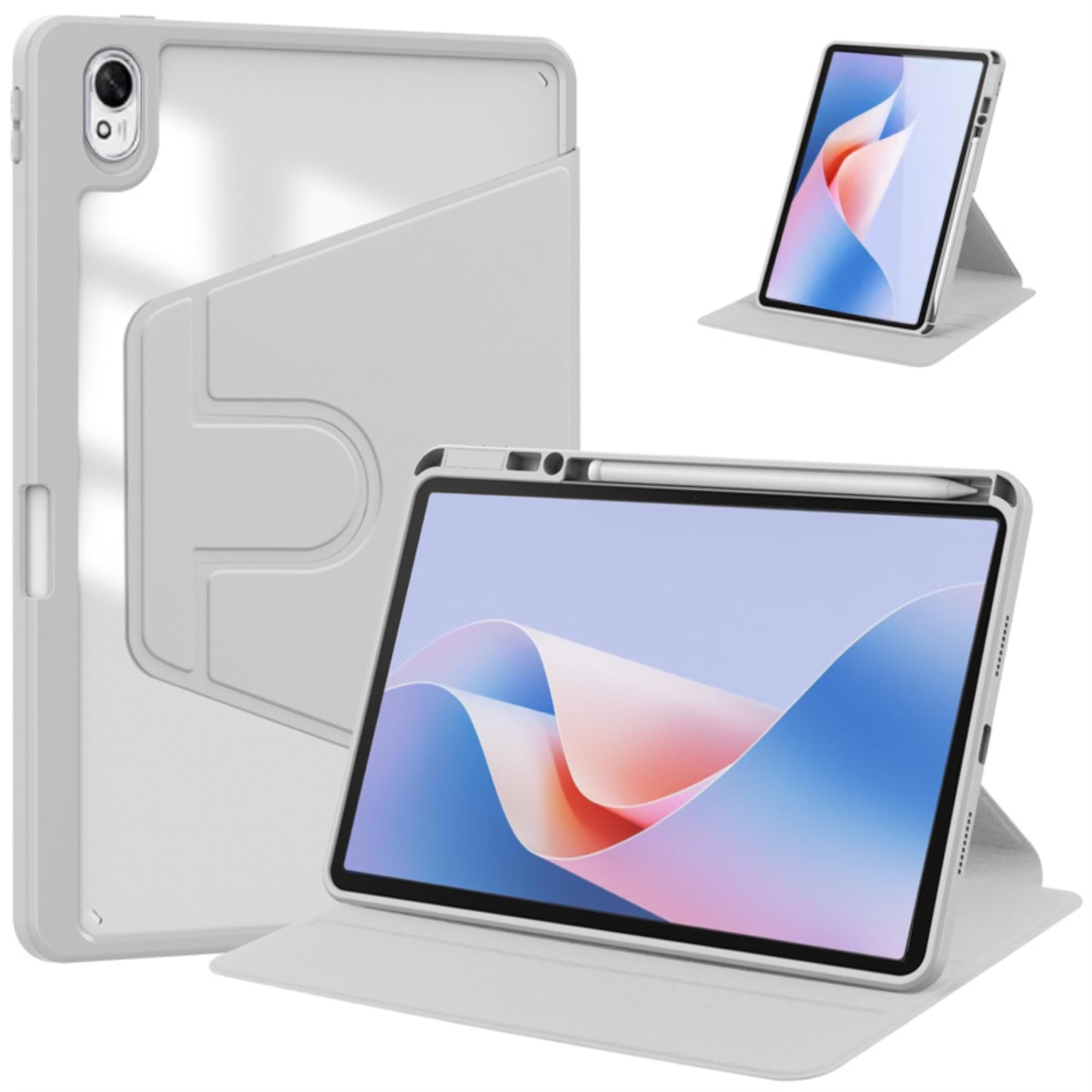 Hybrid Case Compatible with Huawei Matepad 11.5s 2024 Cover, Clear Acrylic Multi-Angle Hard PC Case with Pen Holder Protective Stand Cover for Huawei Matepad 11.5s 2024 (Grey)